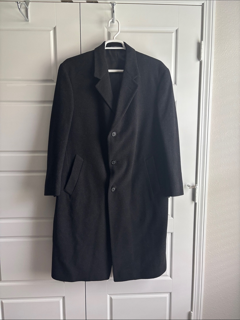London Fog Black Men's Pea Coat - Classic Single-Breasted Wool